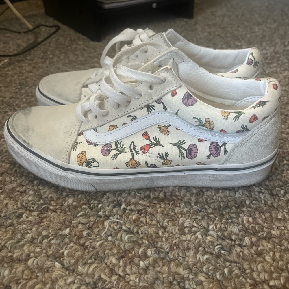 Vans White Floral Sneakers